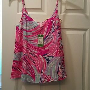 Lilly Pulitzer Oh My Guava Flowy Silk Top